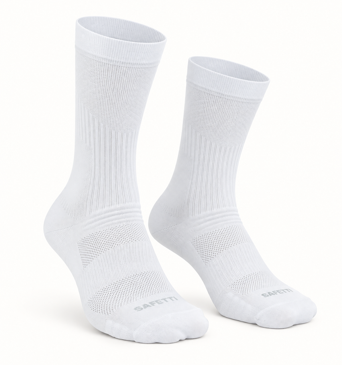 Unisex White 8" Elastic-Cuff Running Socks