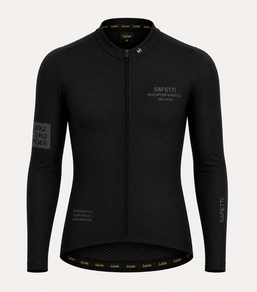 Men’s Latitude Black Long-Sleeve Cycling Jersey